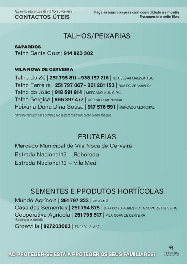 Contactos talhos, frutarias e sementes